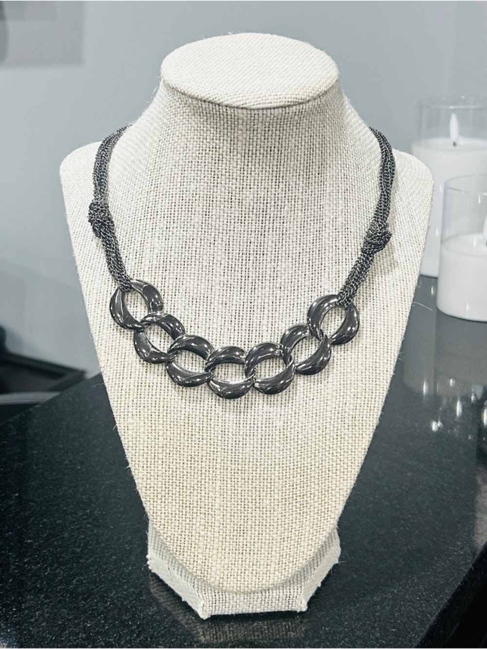 Pewter Link Statement Necklace